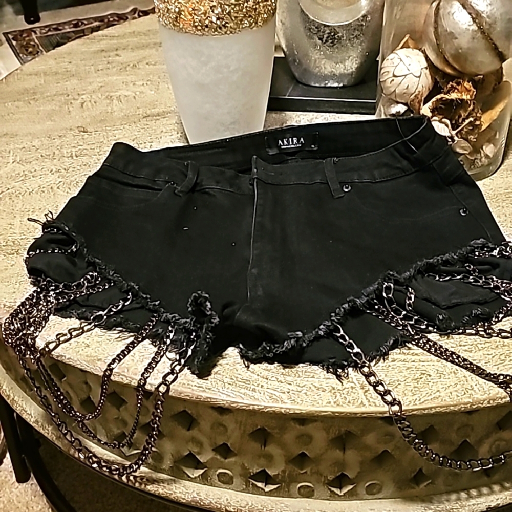 Akira brand new Black Chain Short shorts